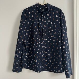 Express Dark Blue Floral Button Down Shirt